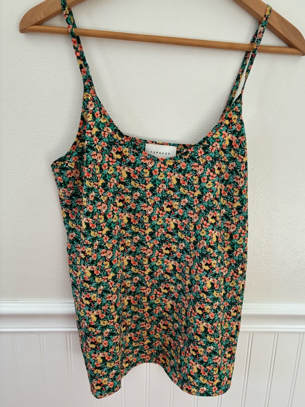 Topshop Floral Cami Tank Top 🌸 Green Multi Print | Size 4